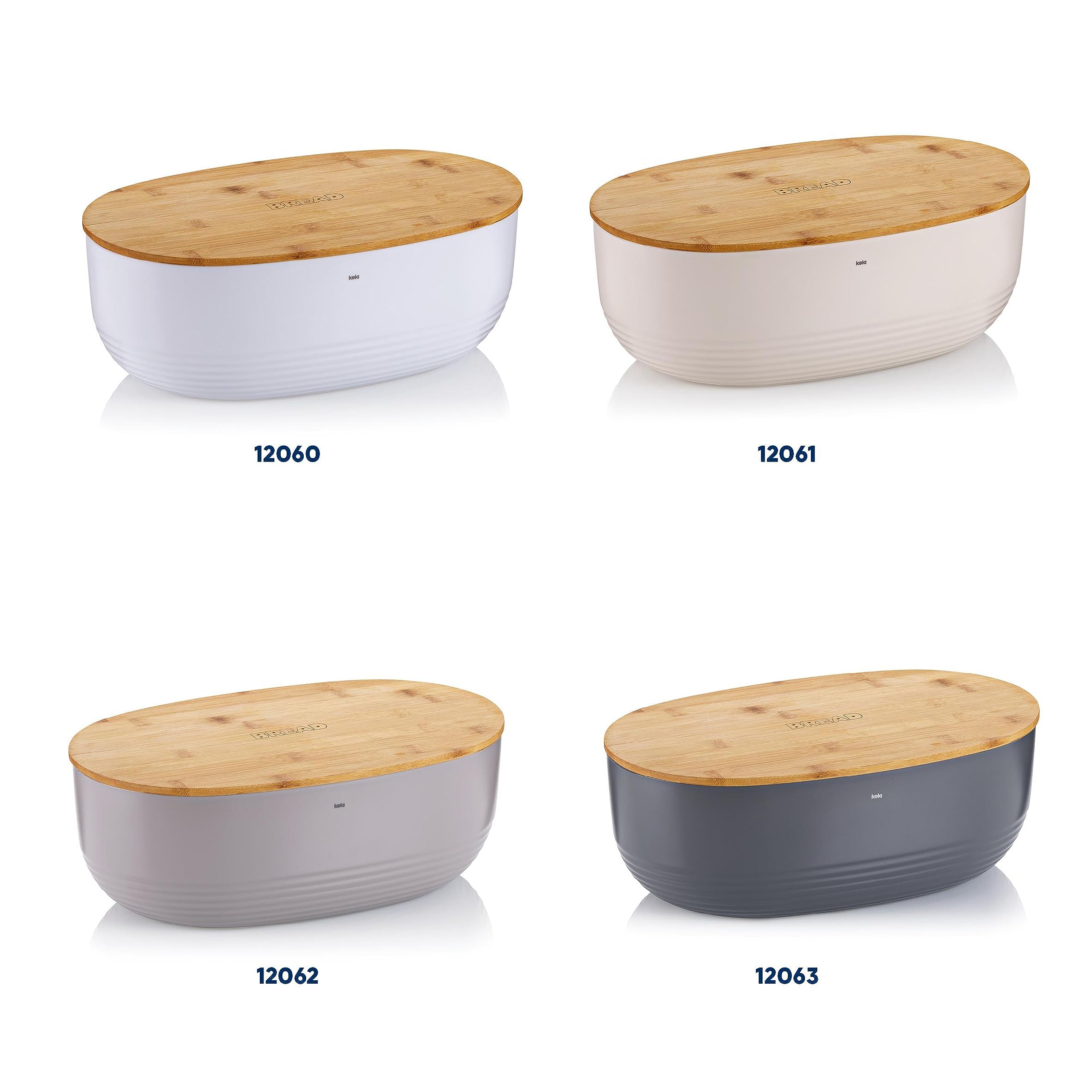 kela Caja para pan blanca con orificios de ventilación en la tapa de bambú 37,5 x 23 x 14 cm, caja para pan de plástico, NAMUR, caja para guardar pan