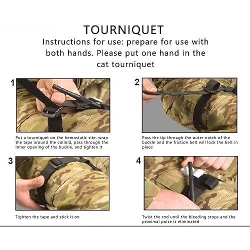 Miniatura 5 de HGHFHH Torniquete táctico aplicación militar de senderismo de emergencia médica, suministros de primeros auxilios, aplicación rápida con una mano,