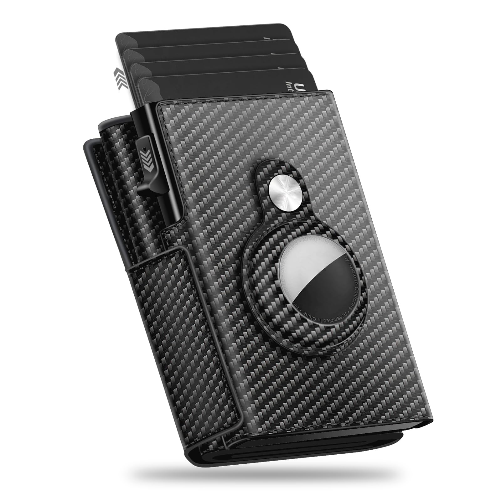 MIAOKEWallet for Men, Men Wallet Compatible with Airtag Holder, Pop-up Card Slot, Magnetic Switch, Cash Slot, RFID Blocking, for Christmas, Birthdays, Anniversaries and Father's Day