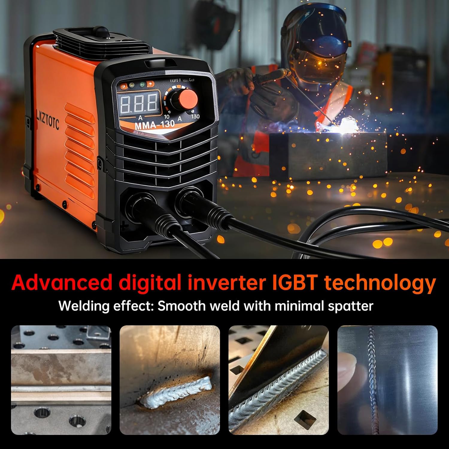 130A Stick Welder 110V, Mini Arc Welder Machine, IGBT Inverter Portable Welding Machine Kit for Home DIY Beginners, with Gloves, Welding Mask, 10 Rods & Wire Brush(Orange)