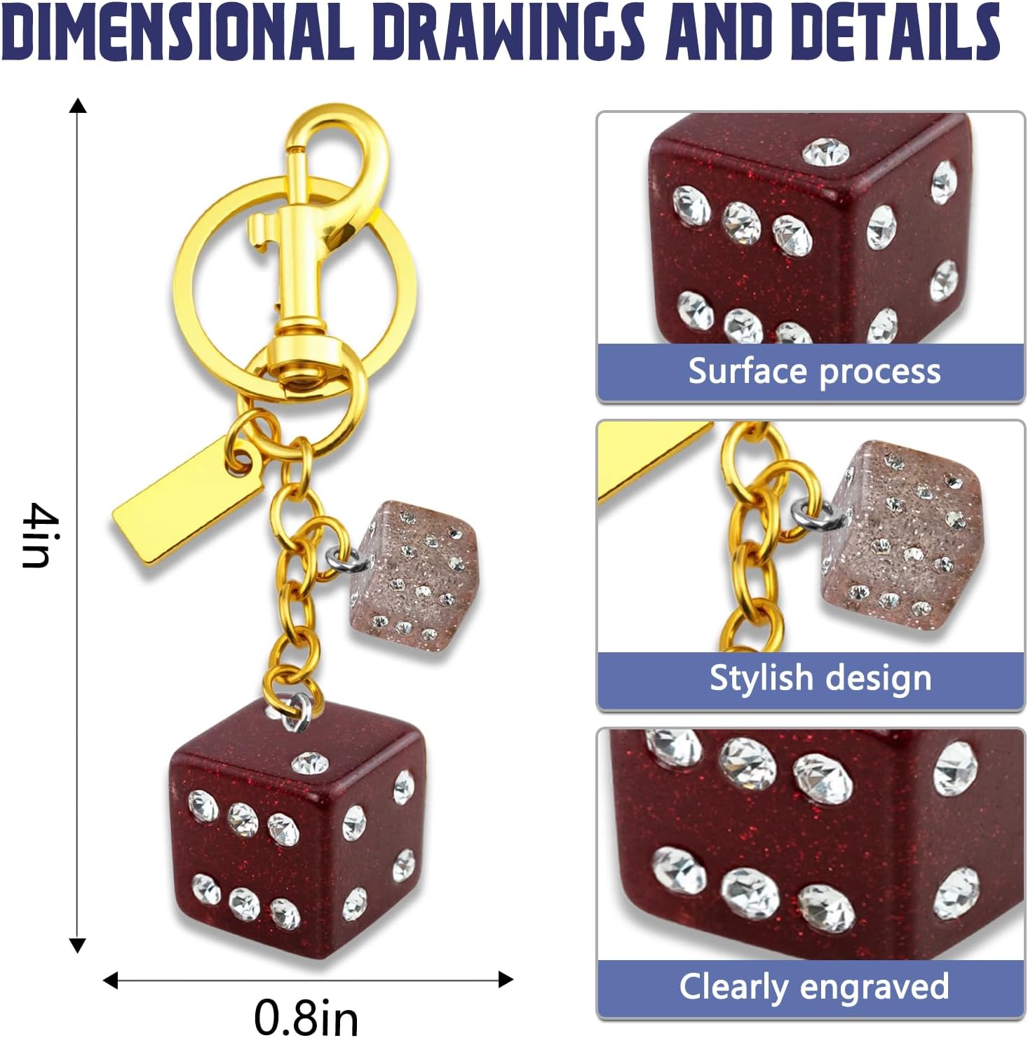 Dice Keychain Dice Bag Charm for Women Purse Charm for Handbags Cute Keychain Accessories Gift for Women - Image 6