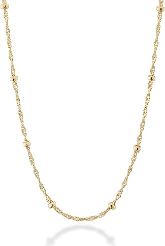 Miabella Collar italiano de oro de 18 quilates sobre plata italiana de Singapur para mujer, fabricado en Italia