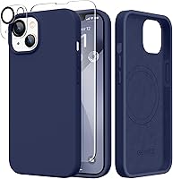 Vista 303 de GONEZ Funda de silicona para iPhone 14 Pro Max, compatible con MagSafe, con protector de pantalla + protector de lente de cámara, silicona líquida a