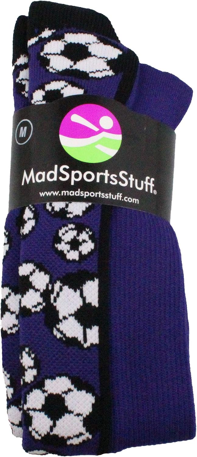 MadSportsStuff Crazy Soccer Socks with Soccer Balls for Girls and Boys Youth Kids Over the Calf Gift Accessories