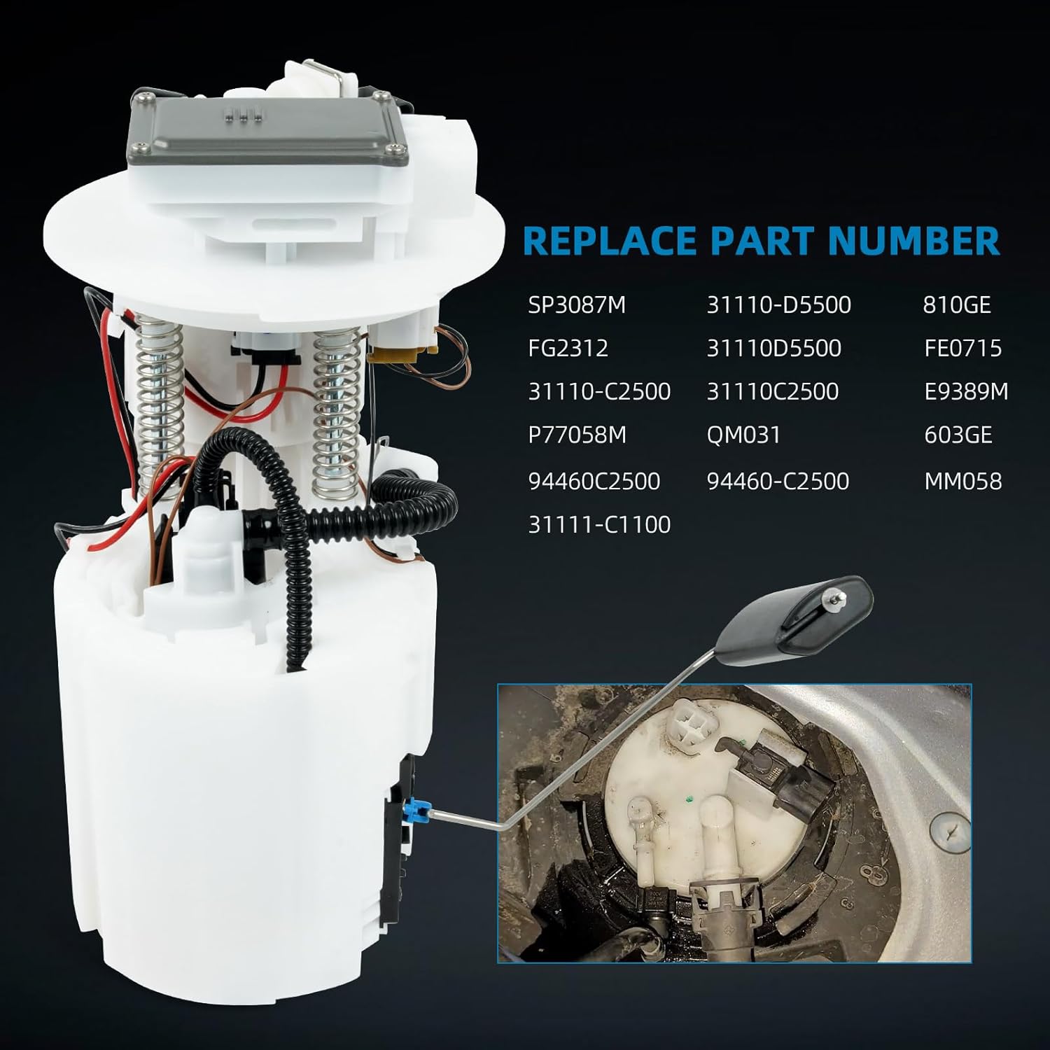 31110-D5500 Electric Fuel Pump Module for 2015-2019 Hyundai Sonata 2016-2020 Kia Optima 1.6L 2.0L 2.4L Replacement# 31110-C2500 with Sending