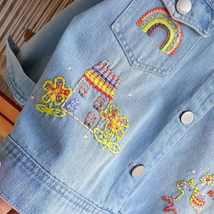 Kids Embroider Denim Jacket Girls' Outwear Ages 5-10 Years3