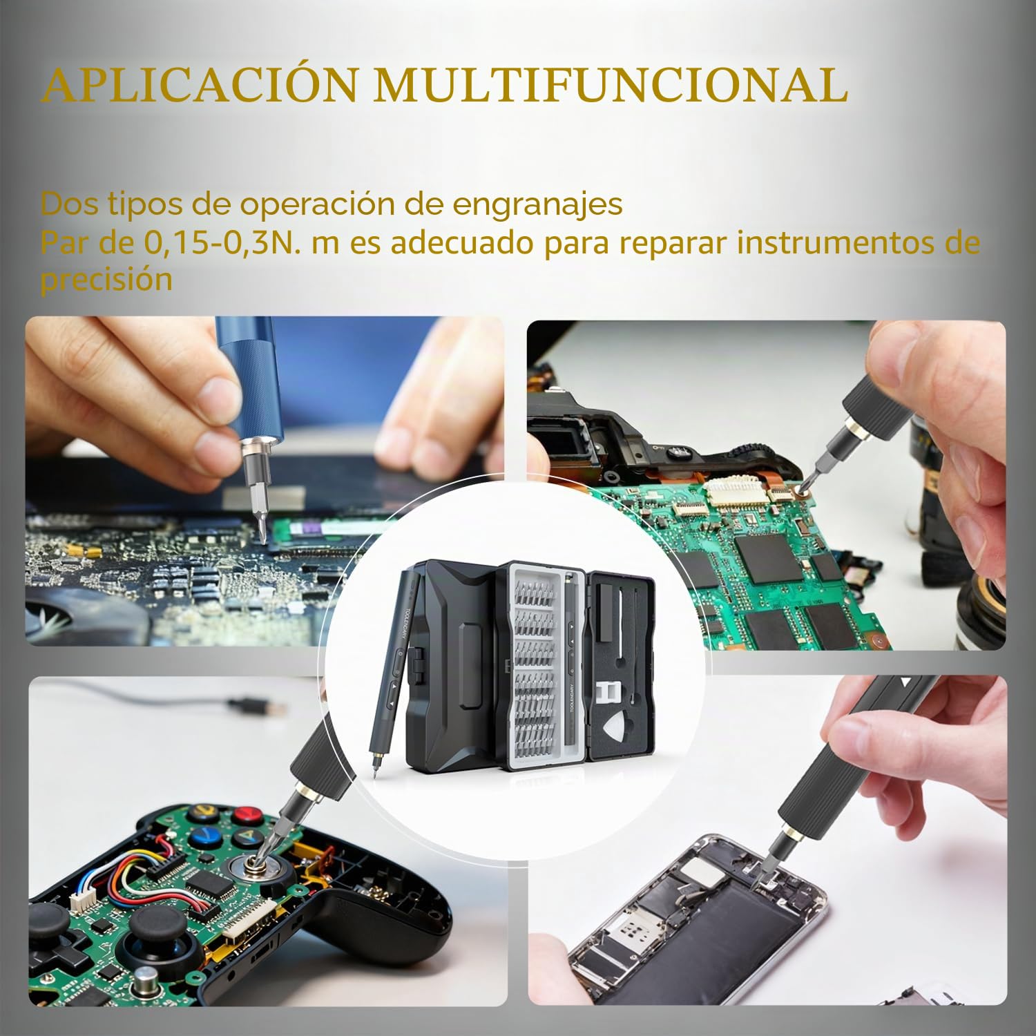 Kits de destornilladores eléctricos 66 en 1, mini juegos de destornilladores, destornillador de precisión recargable con 56 puntas, limpiador de auriculares, herramientas de reparación de