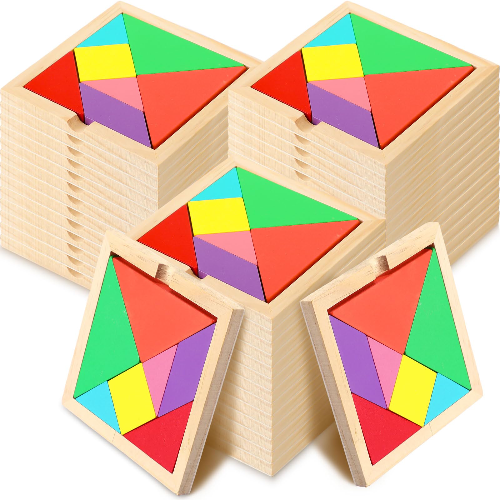 Amazon.com: Shappy 36 Pieces Wooden Tangram Puzzles for Kids