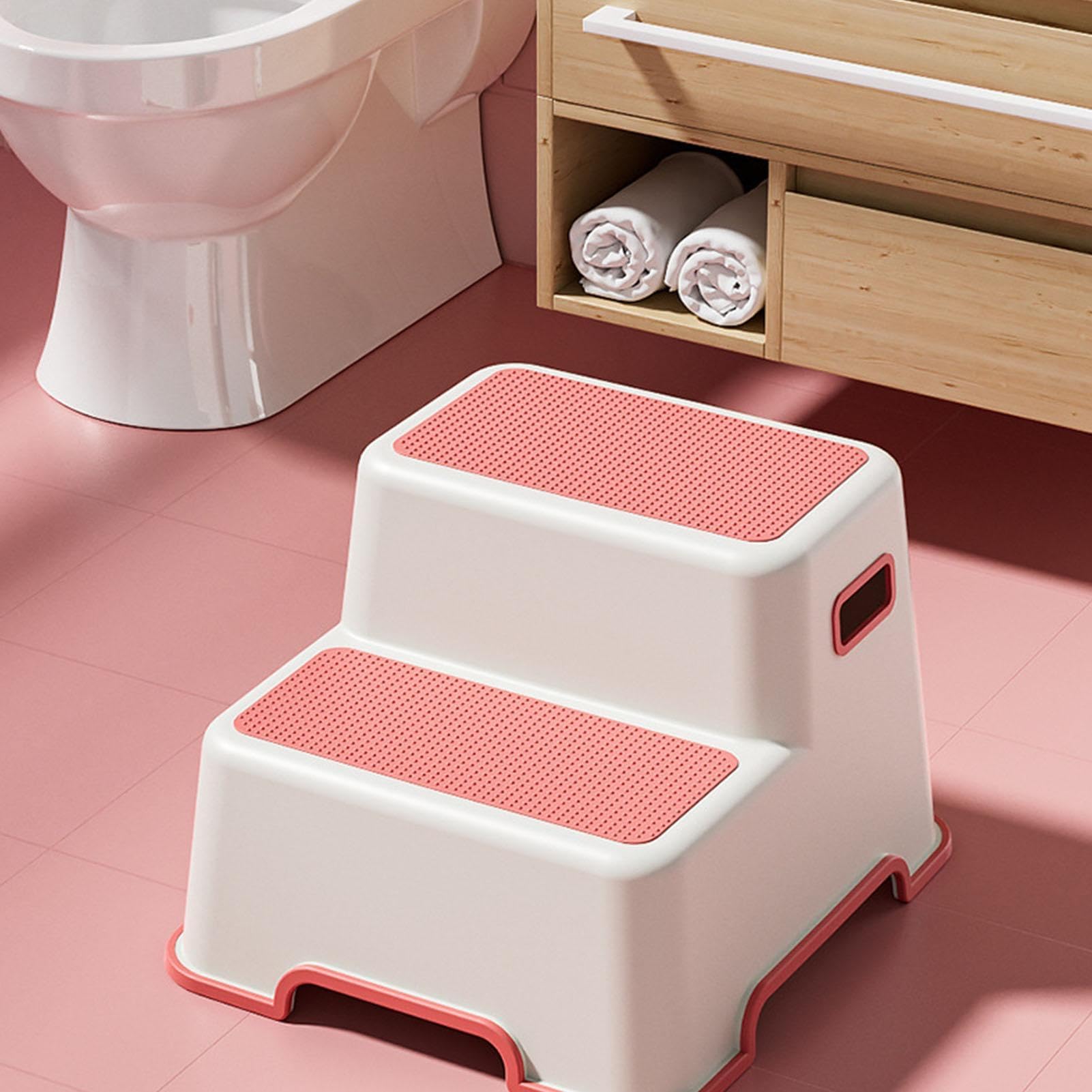 Escalón de inodoro antideslizante para niños pequeños, reposapiés de doble paso para entrenamiento de ollas, ayudante de baño para un fácil acceso al inodoro
