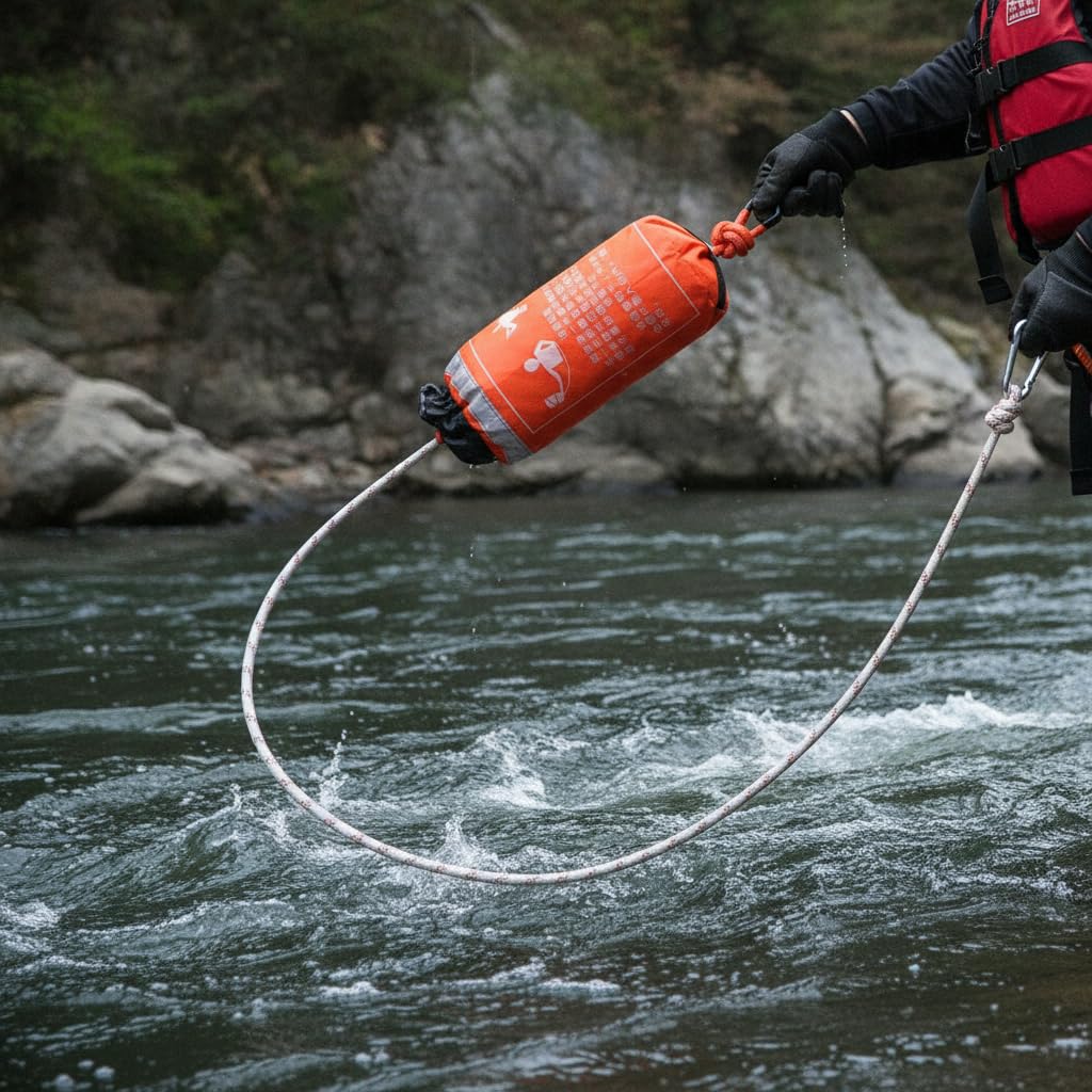 Línea Salvamento para en Agua con Bolsa Nylon Que Evita el Hundimiento y Reflectores para Visibilidad en Condiciones con Mosquetón, Style to 2