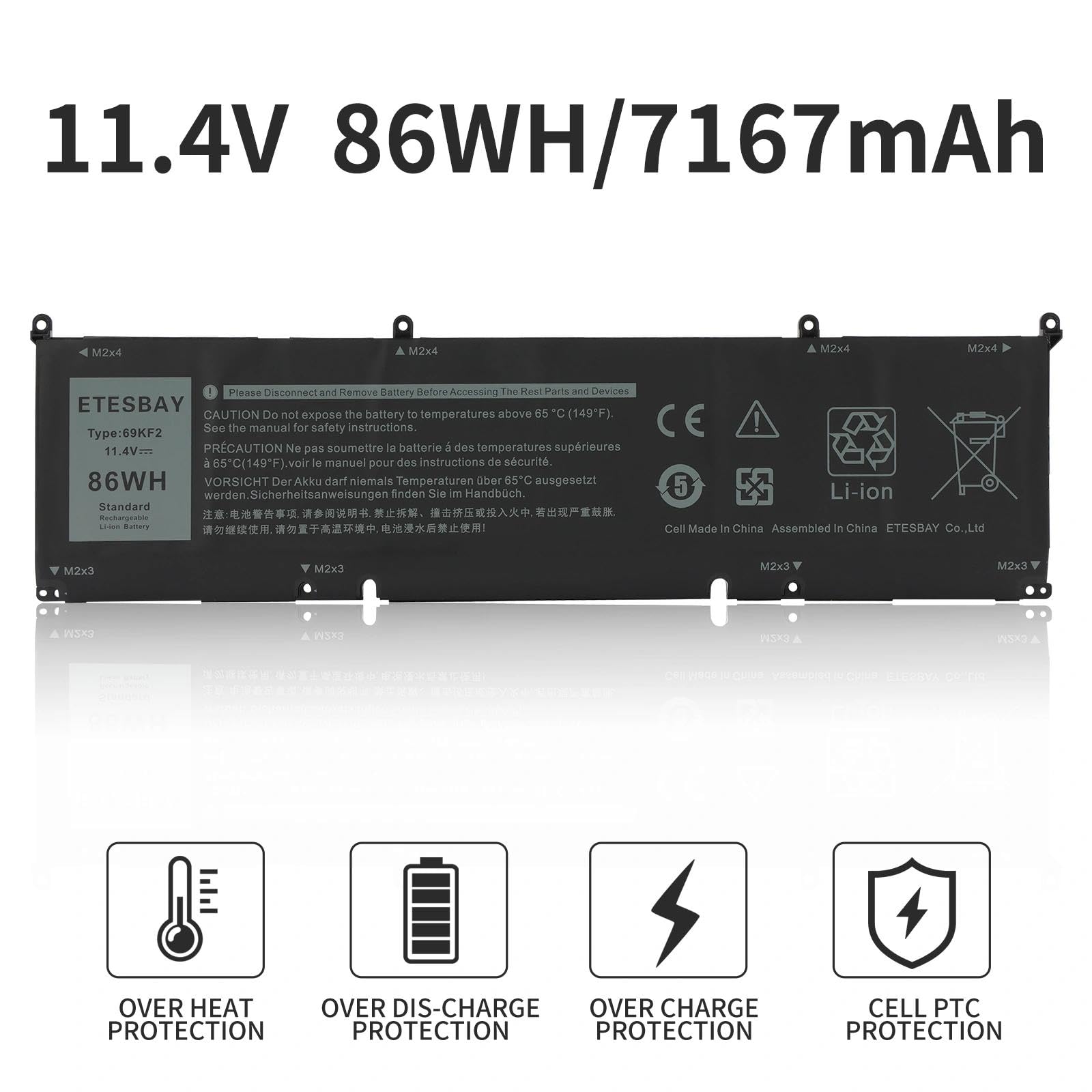 Amazon.com: ETESBAY 69KF2 Laptop Battery Replacement for Dell XPS