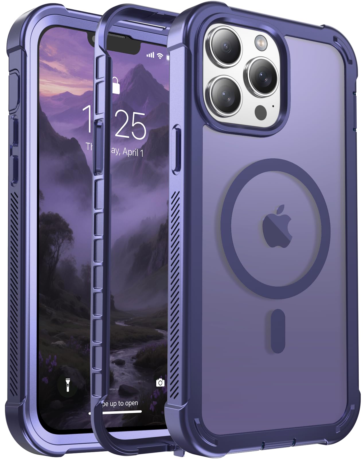 Magnetic for iPhone 13 Pro Max Case Heavy Duty Protection Dark Purple