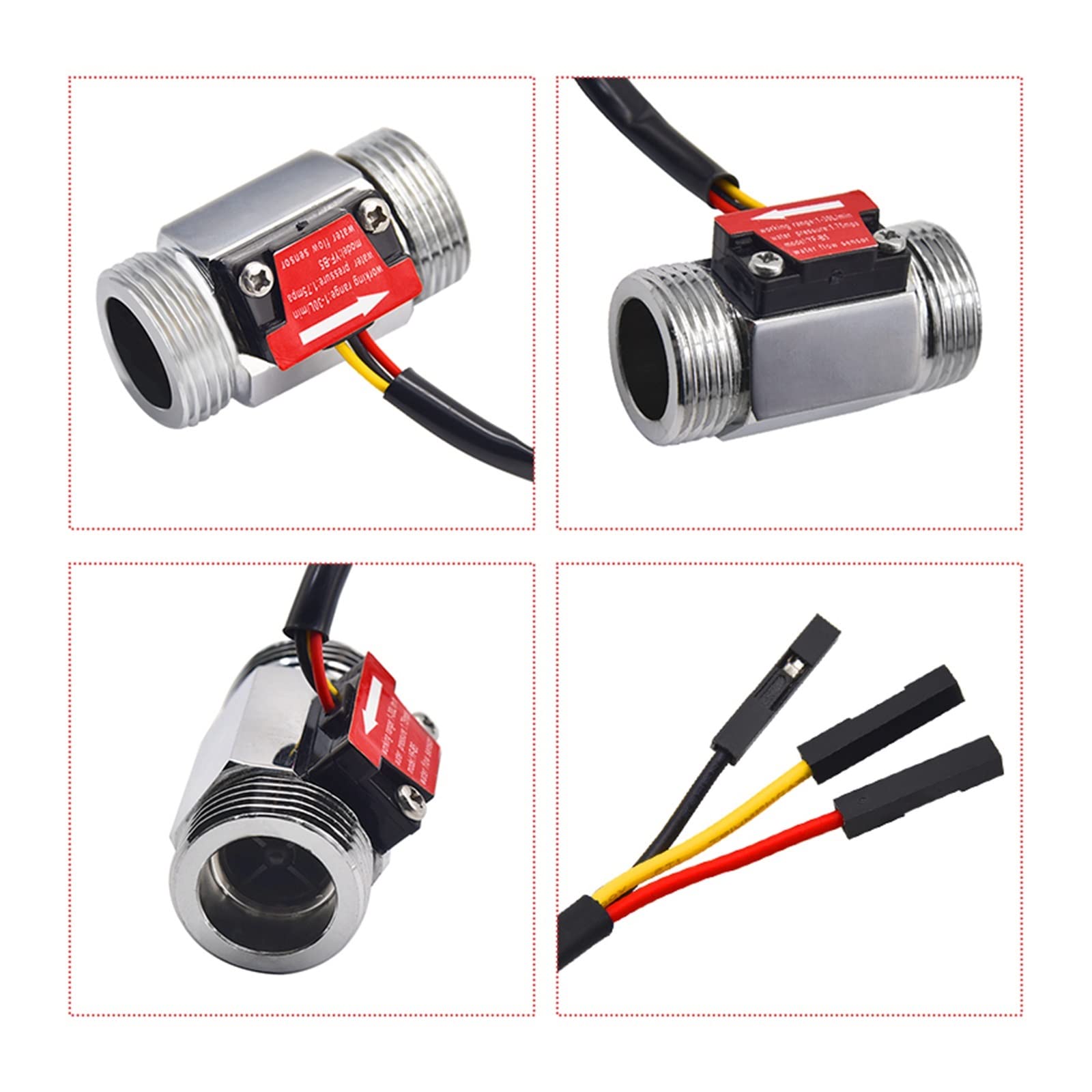 Sensor De Flujo Agua 6 Minutos G3/4 Detección Tasa Alta Precisión Medidor Industria Aleación Zinc Rendimiento Estable(Sensor Display Set)