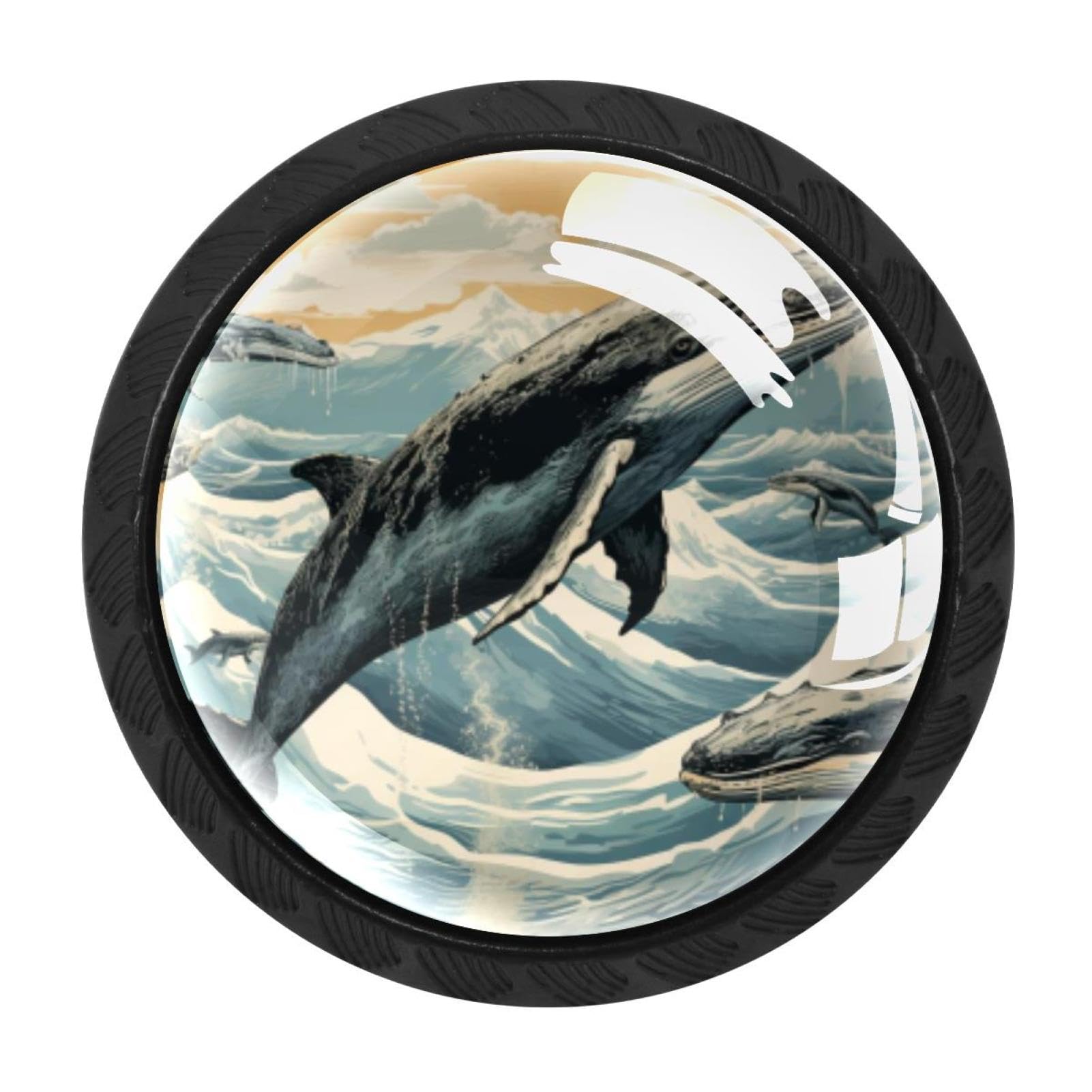 CHENZZZZ Whale Drawer Knobs Pull Handle Crystal Glass Circle Shape Cabinet Drawer Pulls Cupboard Knobs with Screws for Kitchen Cupboard Dresser Wardrobe etc