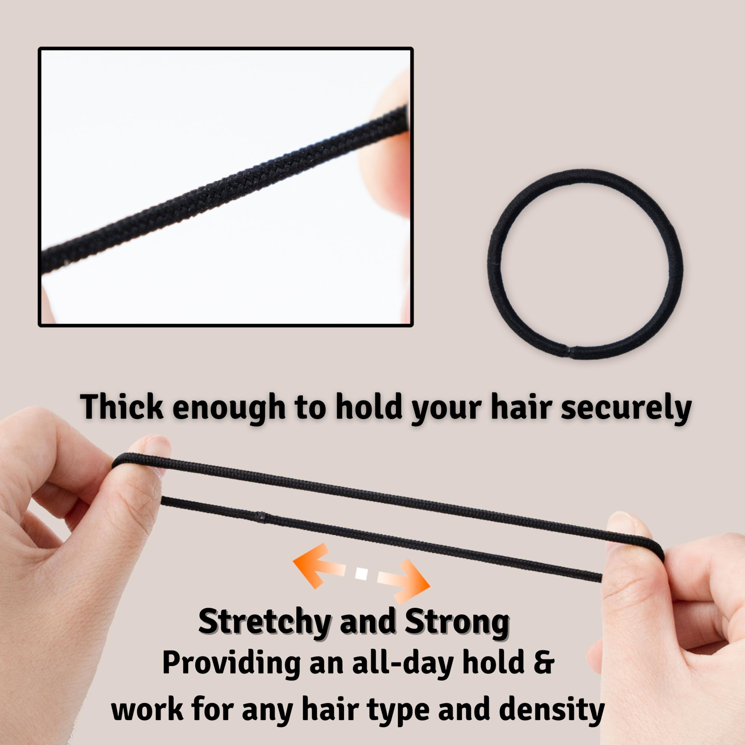 The Chic Way 40 Pcs Hair Bobbles, Elastic Hair Bands, Black Hair Ties, 4mm, 40 count (Pack of 1) - Image 3