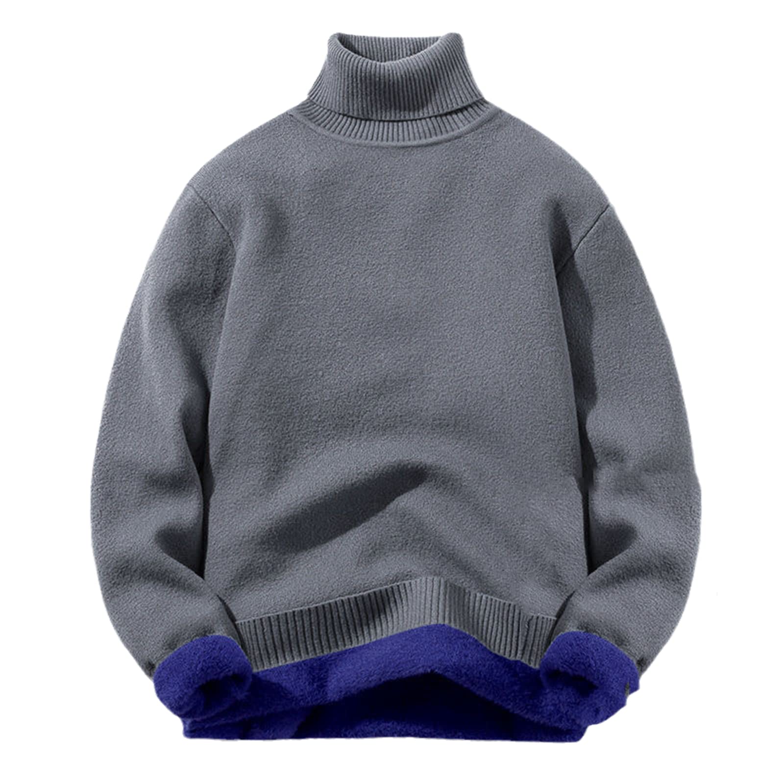 Vogrtcc Suéter de cuello alto cálido de invierno para hombre, suéter de punto elástico de otoño, Gris 369 A, XXXL