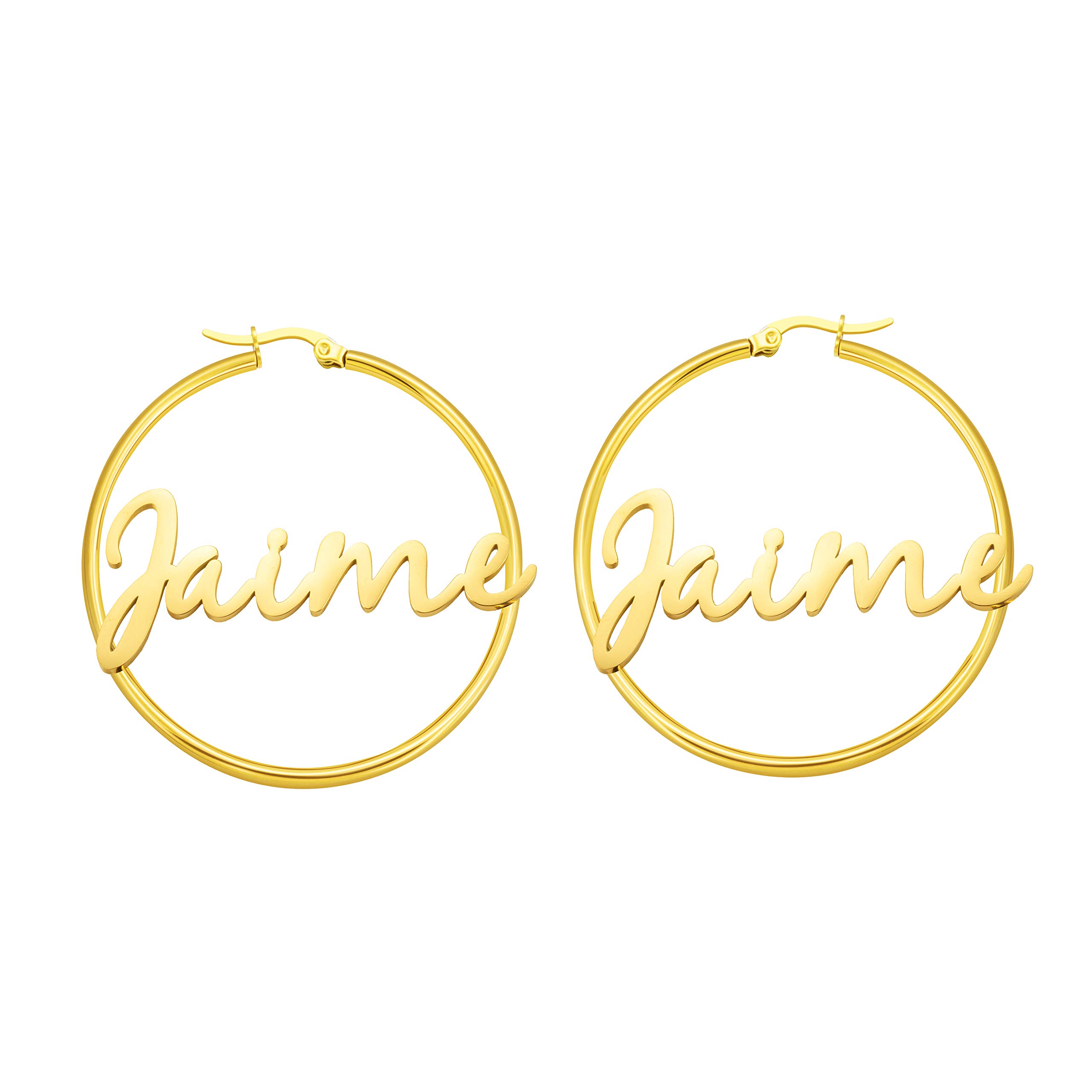 Personalized Gold Name Hoops Earrings for Women Unique Gifts for Her Birthday Mother's Day Thanksgiving Day Christmas 14K Gold Plated Name Jewelry Gifts for Teen Girls