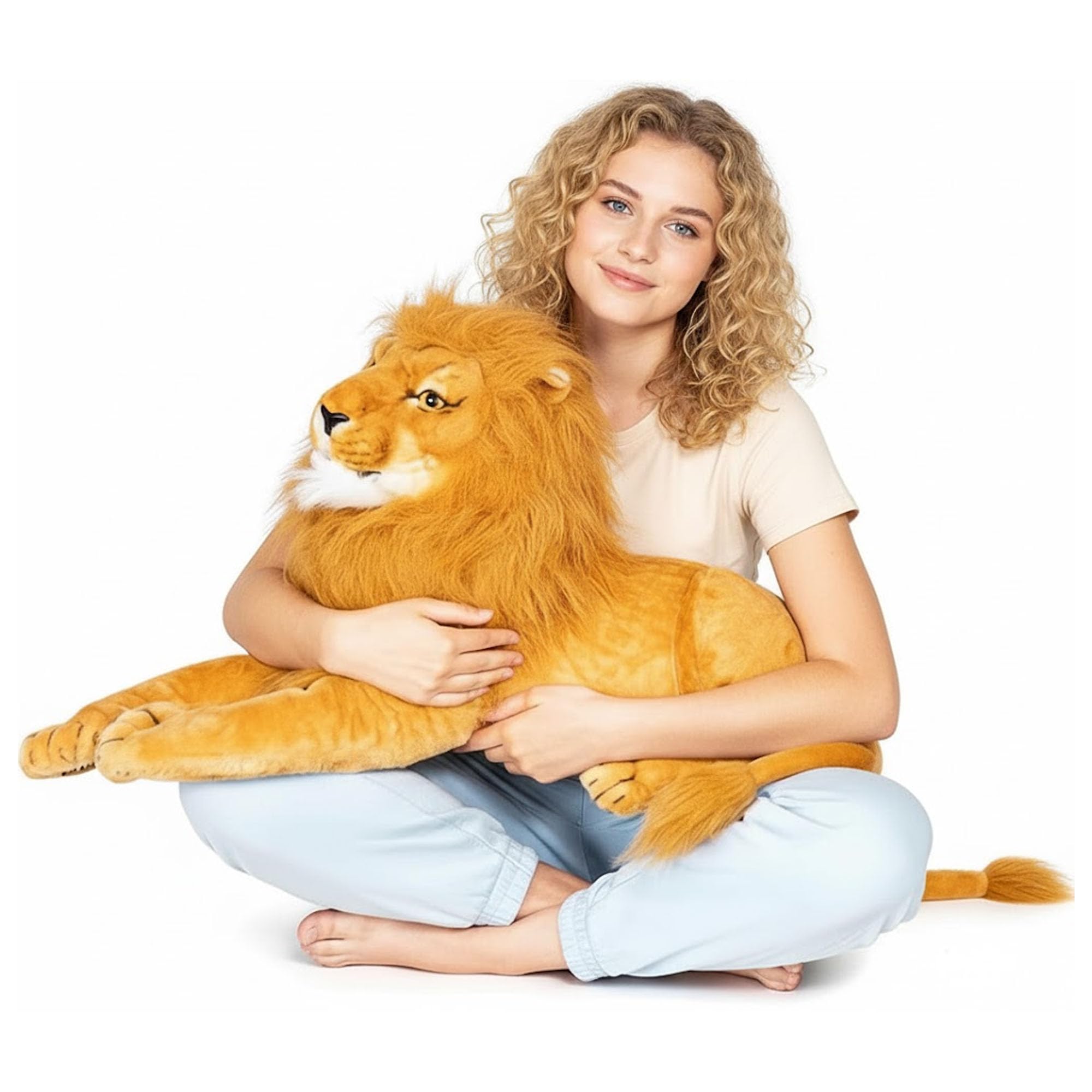 Curvaso Animal Plushies Lion Soft Plush Toys Cuddly Stuffed Giant Big Large Size Doll Kids Gift Present — image 1