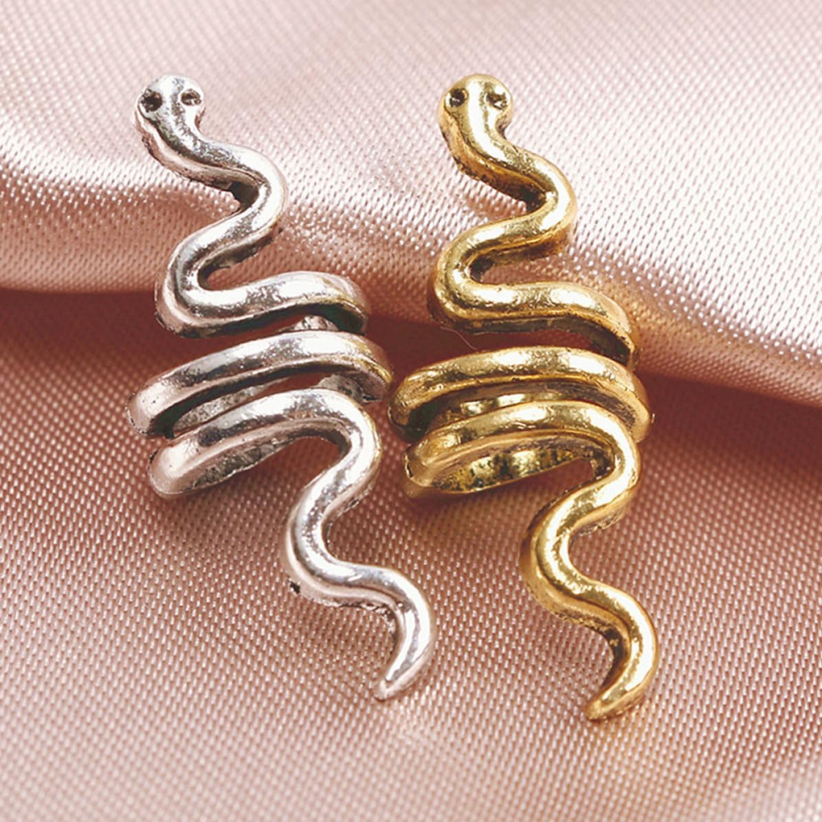 BESTOYARD 9pcs Zinc Alloy Snake Shape Hair Rings for Braiding Dreadlocks Decorative Hair for Wedding Prom and Party Stylish Accessories for Ladies and Sisters