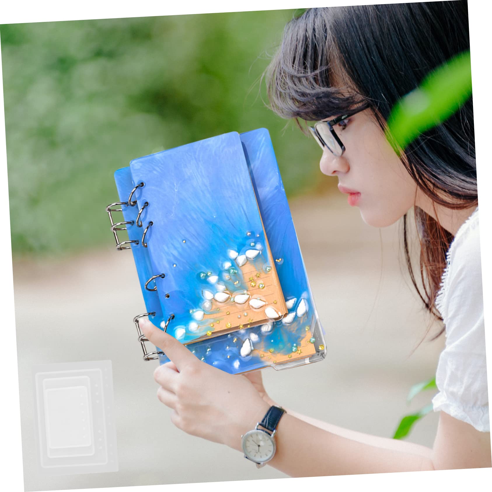 Angoily Molde de Silicona para Cuaderno Diy B5 A5 A6 A7 Molde de Fundición Creativo Resina Manualidades 4 Unidades para Bricolaje