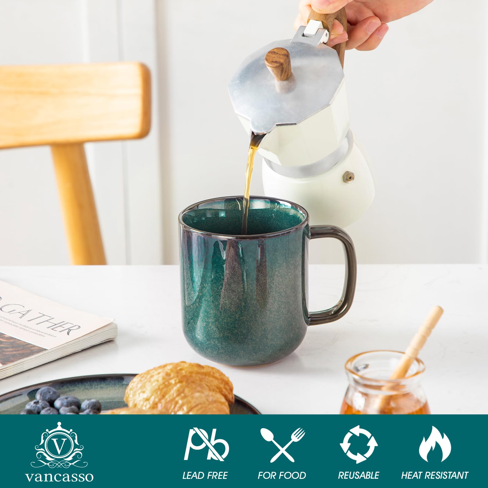 HKliving 70's Ceramics Van Gogh koffiemok set van 2 starry nights