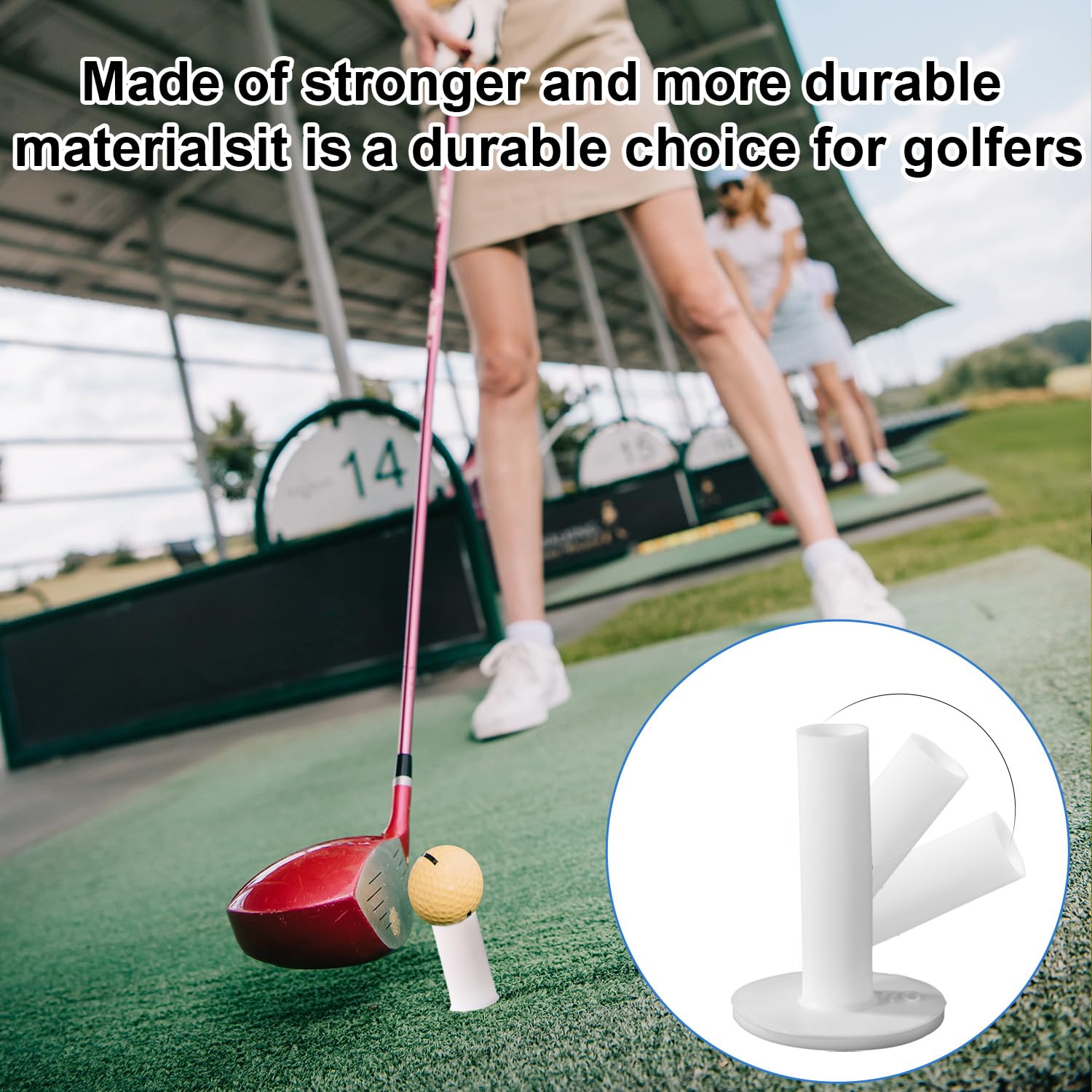 8pz Tee da Golf in Gomma, Tee da Golf a Forma di T Bianca per Campo Pratica Accessori per Allenamento Indoor e Outdoor Tappetini Allenamento e Simulatori di Golfs (Misure US, 8 Misure)