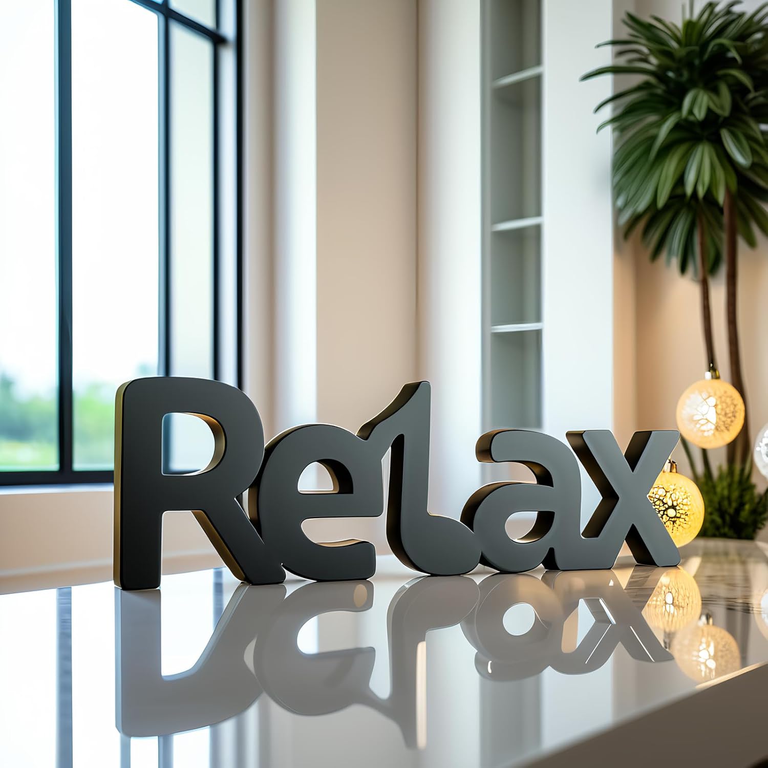 Wooden Blocks Relax Sign Wall and Table Top Decor Wood Relax Sign Wooden Blocks Home Wall Decor for Living Room,Freestanding Wood Letters,Table Top,Bathroom,Entryway Home Party Decoration(Black) - Image 3