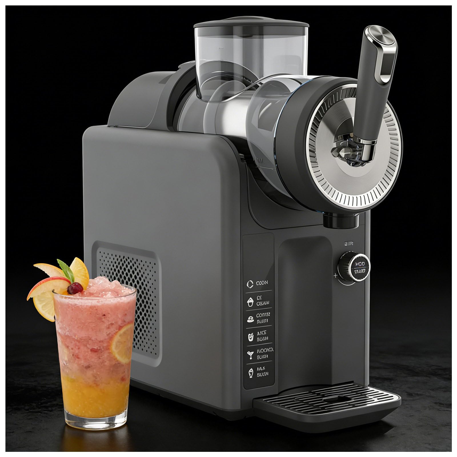 Maszyna do Slushy i Miękkich Lodów, Wielofunkcyjna Maszyna do Mrożonych Napojów – 185W, 1,8L, 5 Trybów (Sok/Koktajl Mleczny/Kawa/Lody/Koktajl), Czyszczenie 1 Przyciskiem