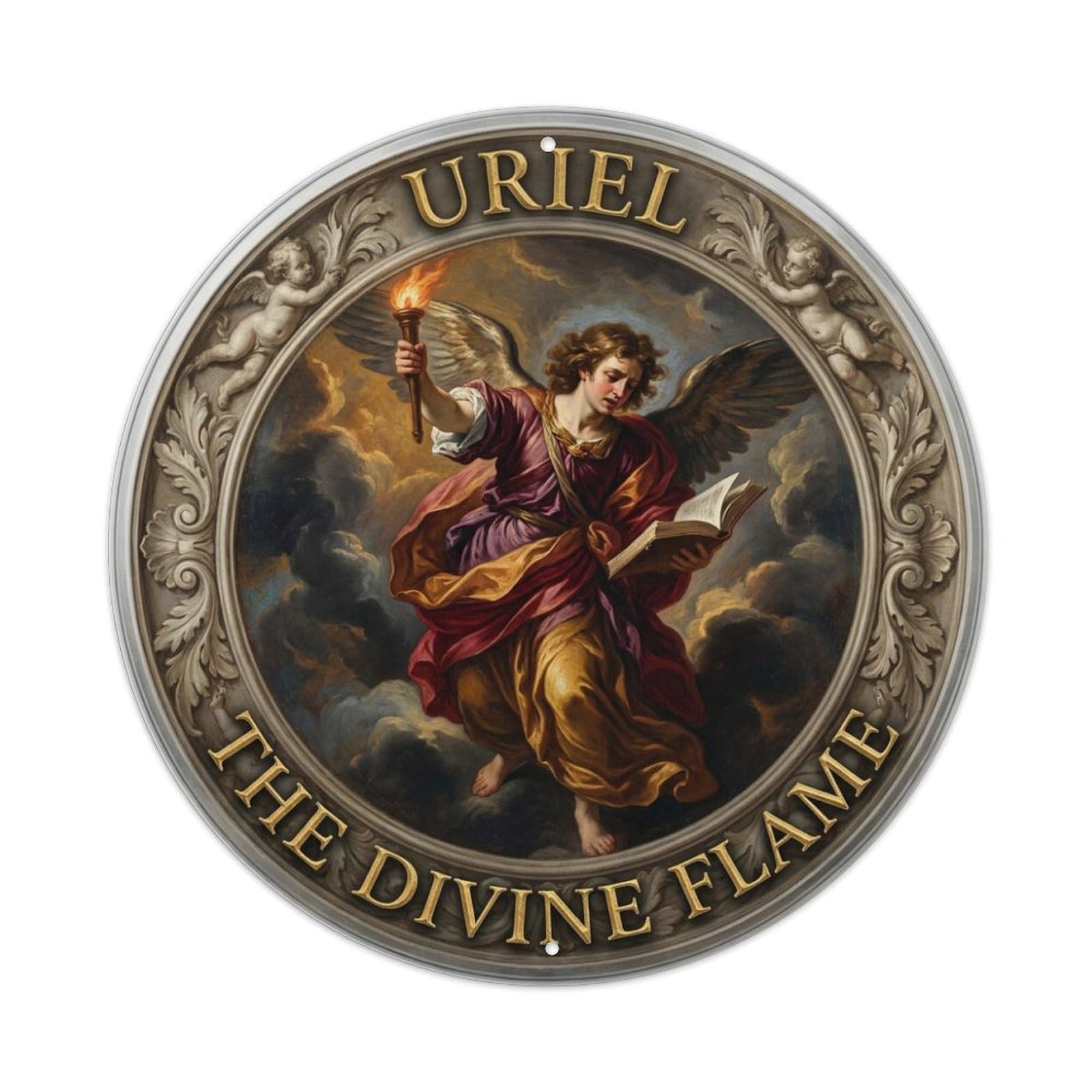 The Divine Flame Light Guardian Archangel Uriel Metal Tin Sign