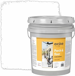 EVOLVE Porch & Floor Paint (White) 5-Gallon – Durable, Scratch-Resistant, Multi-Surface Interior & Exterior Floor Coating, Low VOC, Fade & Weather Resistant