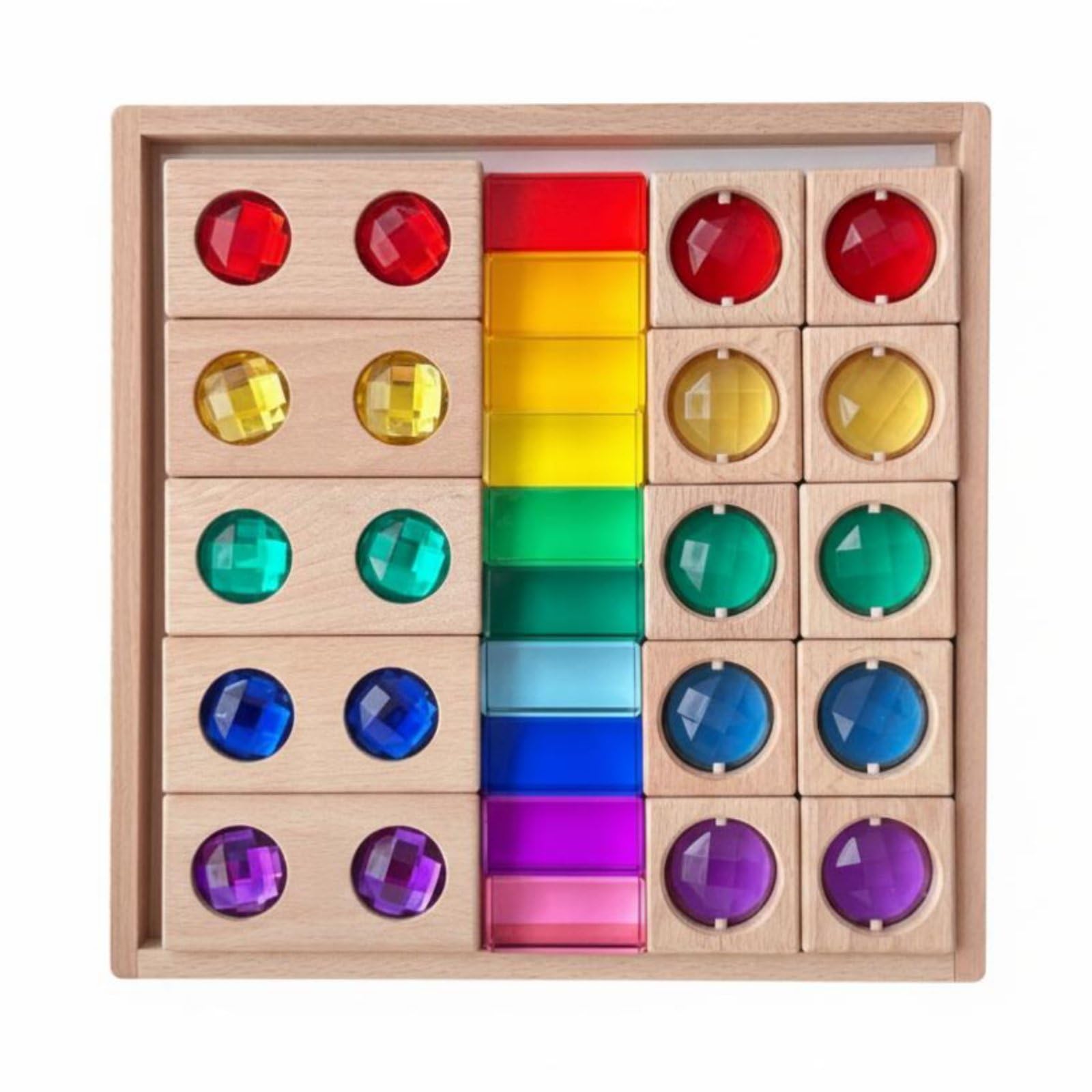 LOVIVER Kinder Sinnesbausteine Lernspielzeug Holz Acryl Bausteine Steckspiel Formensortierer Lernwürfel mit Glatter Oberfläche für Vorschule Unterricht Zuhause