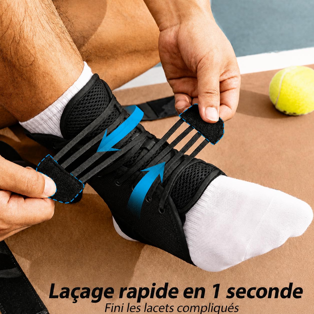 ZOELION Chevillère Entorse, Attelle Cheville Réglable avec Strap 360° et Laçage Rapide, Coussinets Latéraux, Coupe Fine Respirante pour Foulure, Sport, Achille, Fasciite Plantaire, Homme Femme, L