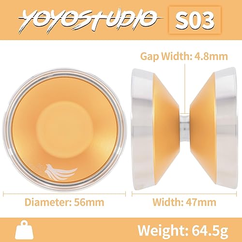 Miniatura 4 de YOYOSTUDIO S03 Yoyo profesional que no responde, yoyo profesional bimetálico profesional para niños de 8 a 12 años y adultos, yoyos trucos para