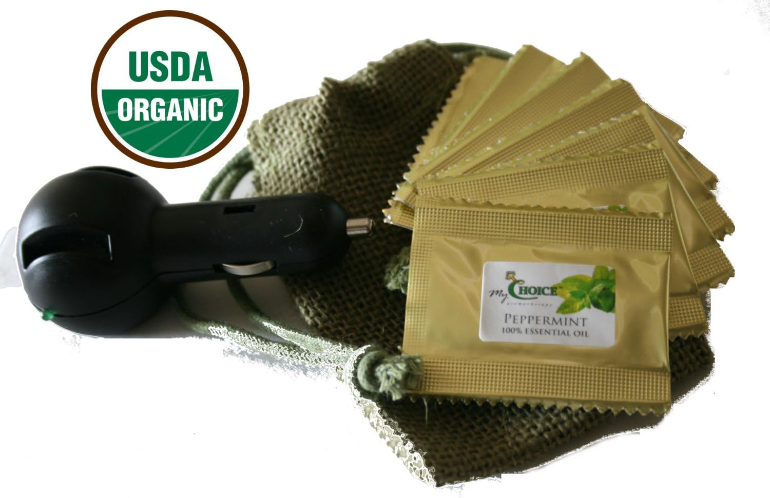 8 ORGANIC PEPPERMINT Natural Car Air Fresheners from 100% Pure Essential Oils & Diffuser