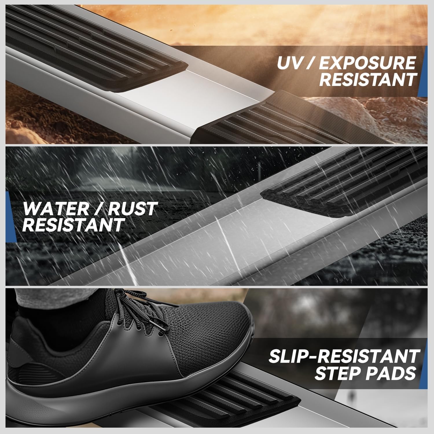 Auto Dynasty Flat Running Boards Compatible with 2009-2024 Dodge Ram 1500 2500 3500 Crew Cab 4-Door, Stainless Steel Side Step Rail Nerf Bars, 6" Step Bars, Polished Chrome