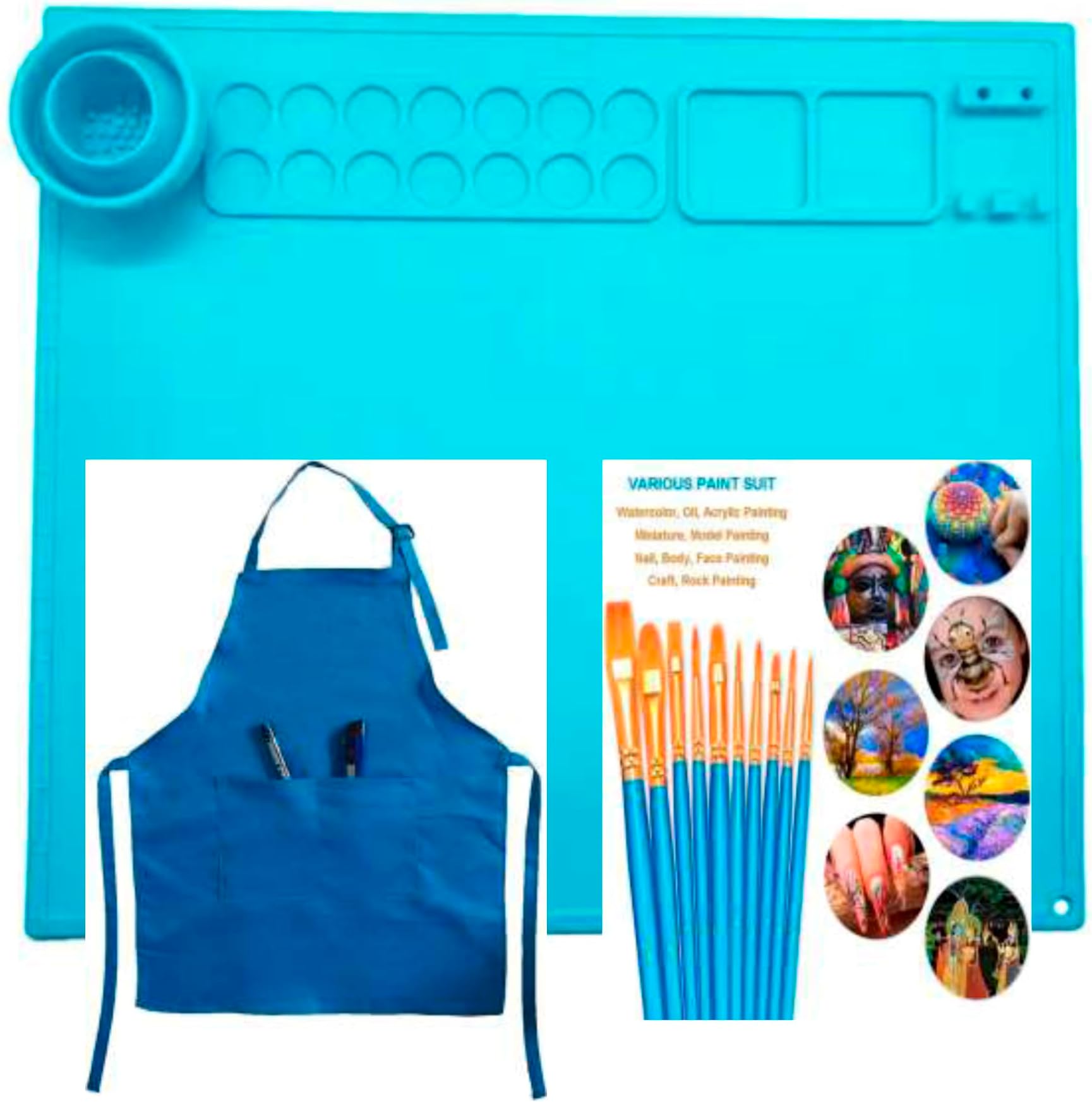 Three in one Kids Painting Set Including Silicone Painting