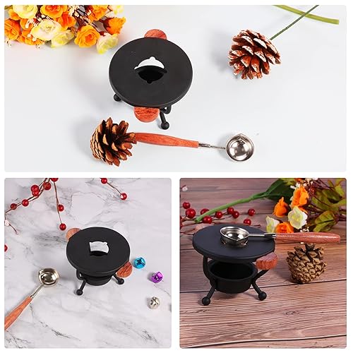 Miniatura 2 de Kit de sellado de cera retro, herramienta de horno calentador para fundir cuentas o palos, soporte para cuchara para sobres de boda, sello de artes