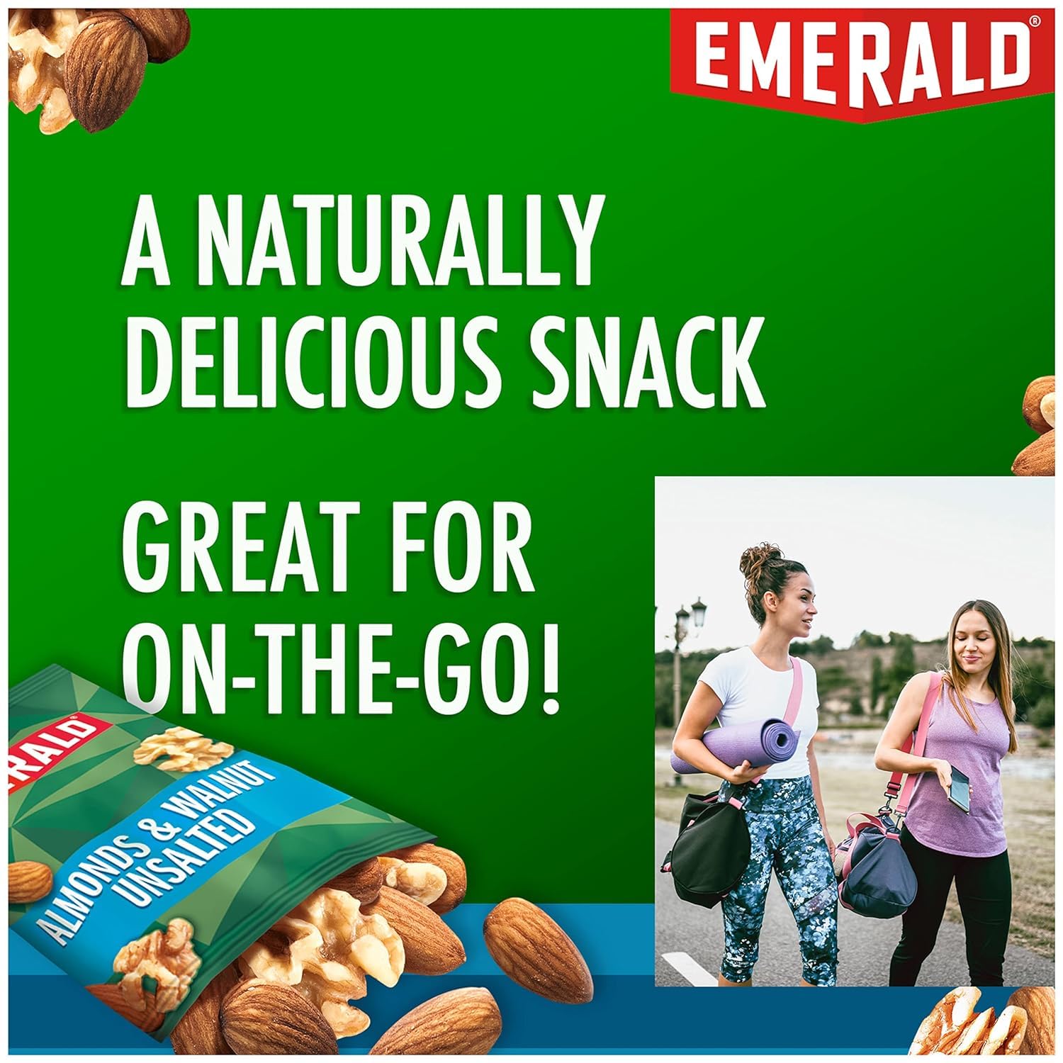 Emerald Nuts, Natural Walnuts & Almonds, 100 Calorie Packs, 7 Ct, 3.92 Oz (Pack of 4)