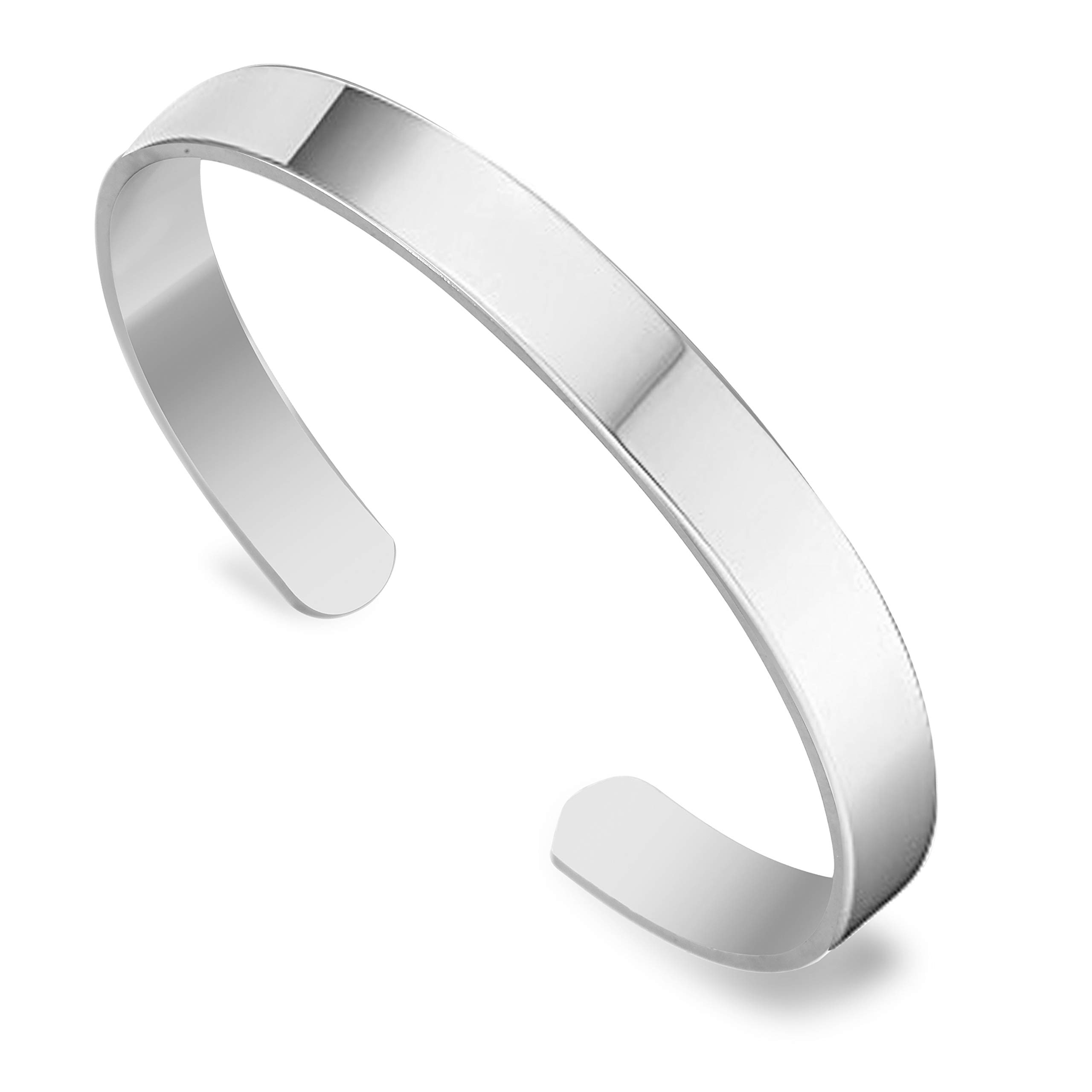 Silver, Stainless Steel, Copper, Brass & Alloy Plain Openable Adjustable Free Size Big Strong Heavy Bracelet for Girls & Boys (White)