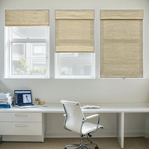 Miniatura 3 de Persianas romanas personalizadas sin cordones para ventanas, tratamientos de ventanas, persianas romanas de tela natural, persianas con filtro de