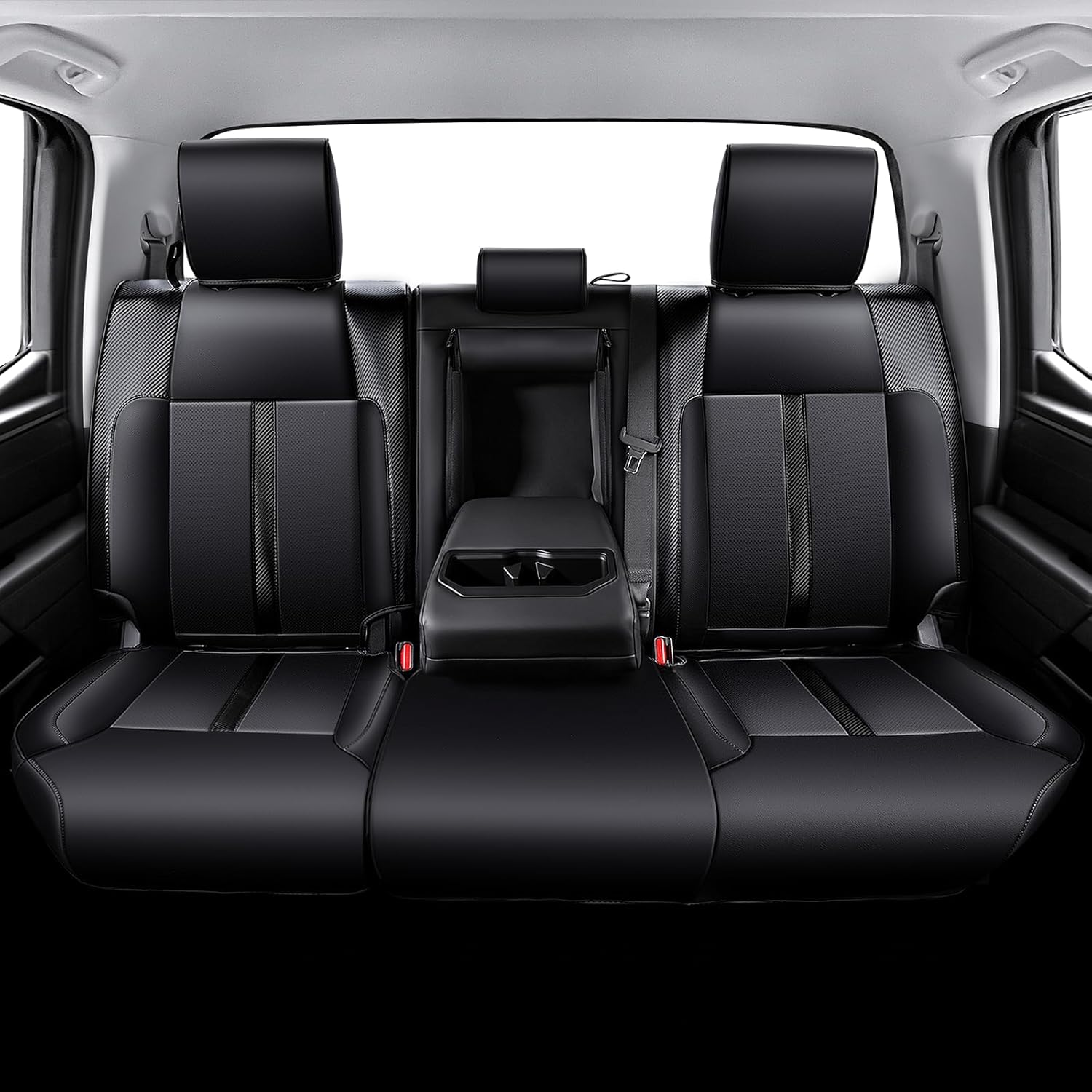 Leather Seat Covers Custom Fit for Tundra 2026 2025 2024 2023 2022 CrewMax SR, SR5, Limited, Platinum, 1794 Edition, TRD Pro, Capstone - Carbon Fiber - Premium Faux Leather Fully Covered