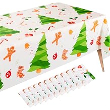 10 Pack Plastic Christmas Tablecloth Disposable Red Snowflake 54 x 108 Inch Retangle Tablecovers Decoration for Holiday Banquet Party Supplies 10 Pack-Christmas Tree