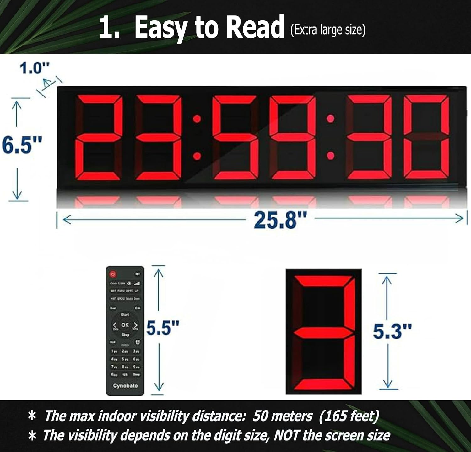 Tripod 5.6 Race Clock, Race Timer, Digital Countdown Clock, with Gym Interval Workout Timers, Stopwatch, for Outdoor Race Events (Red)