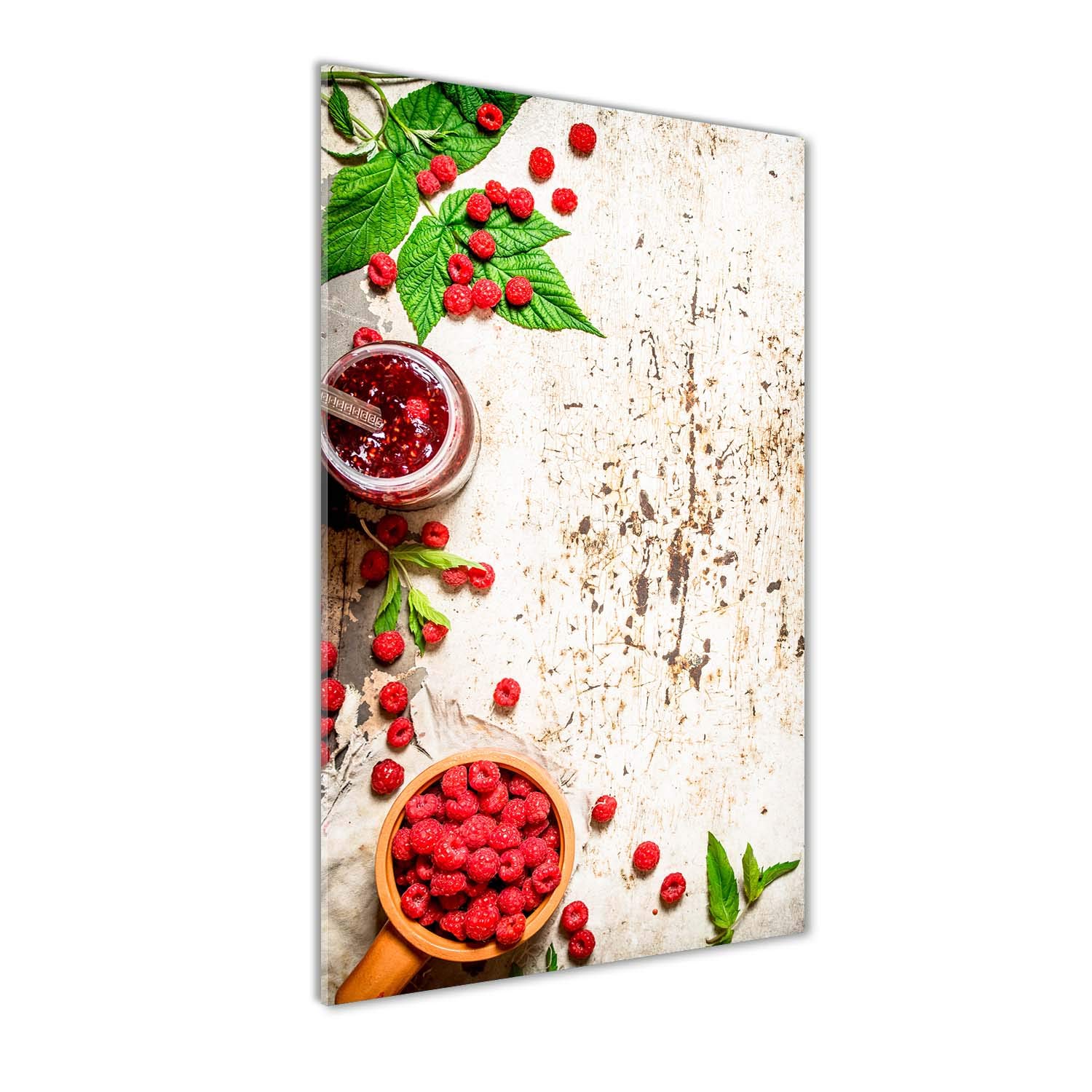 Tableau panoramique de cuisine 60x120 cm confiture framboise rouge