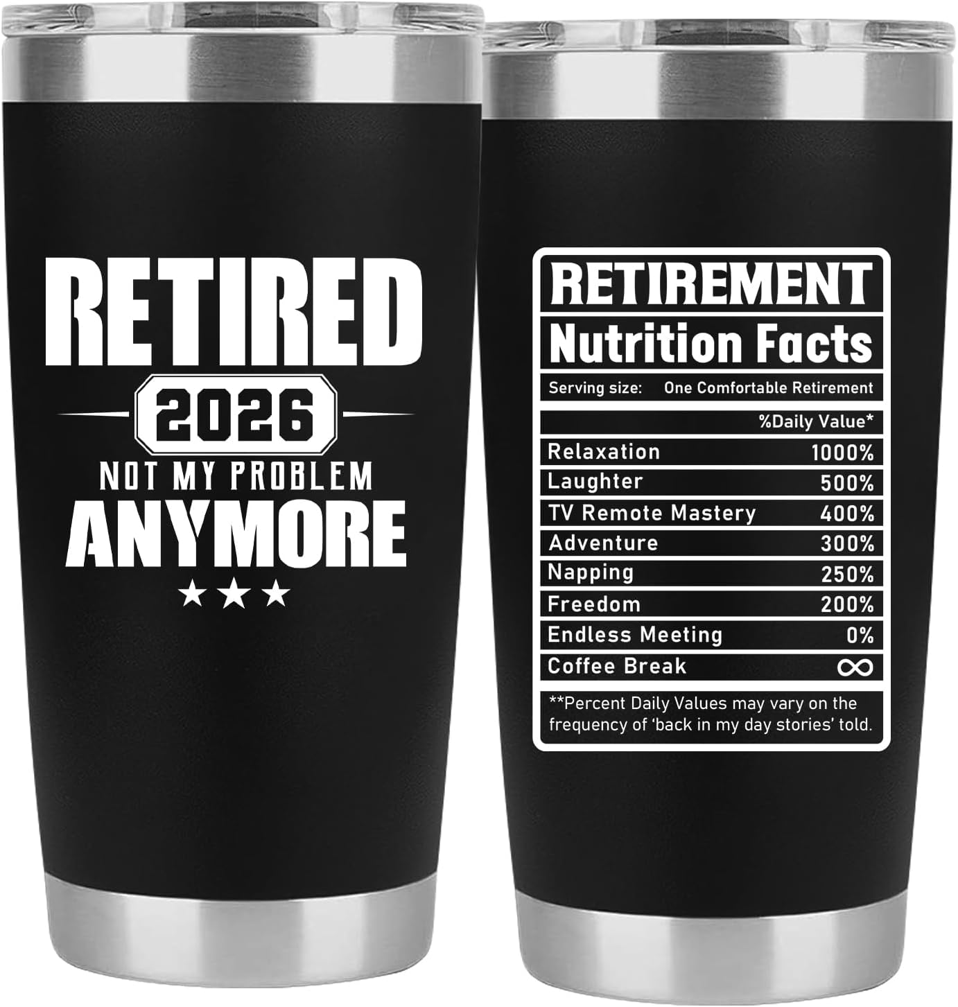 PRPinkRain Retirement Gifts for Men 2026 - Retired Not My Problem Anymore - Funny Retired Tumbler for Men, Him, Father, Husband, Coworkers - Happy Retirement Gifts, Black Tumbler 20 Oz