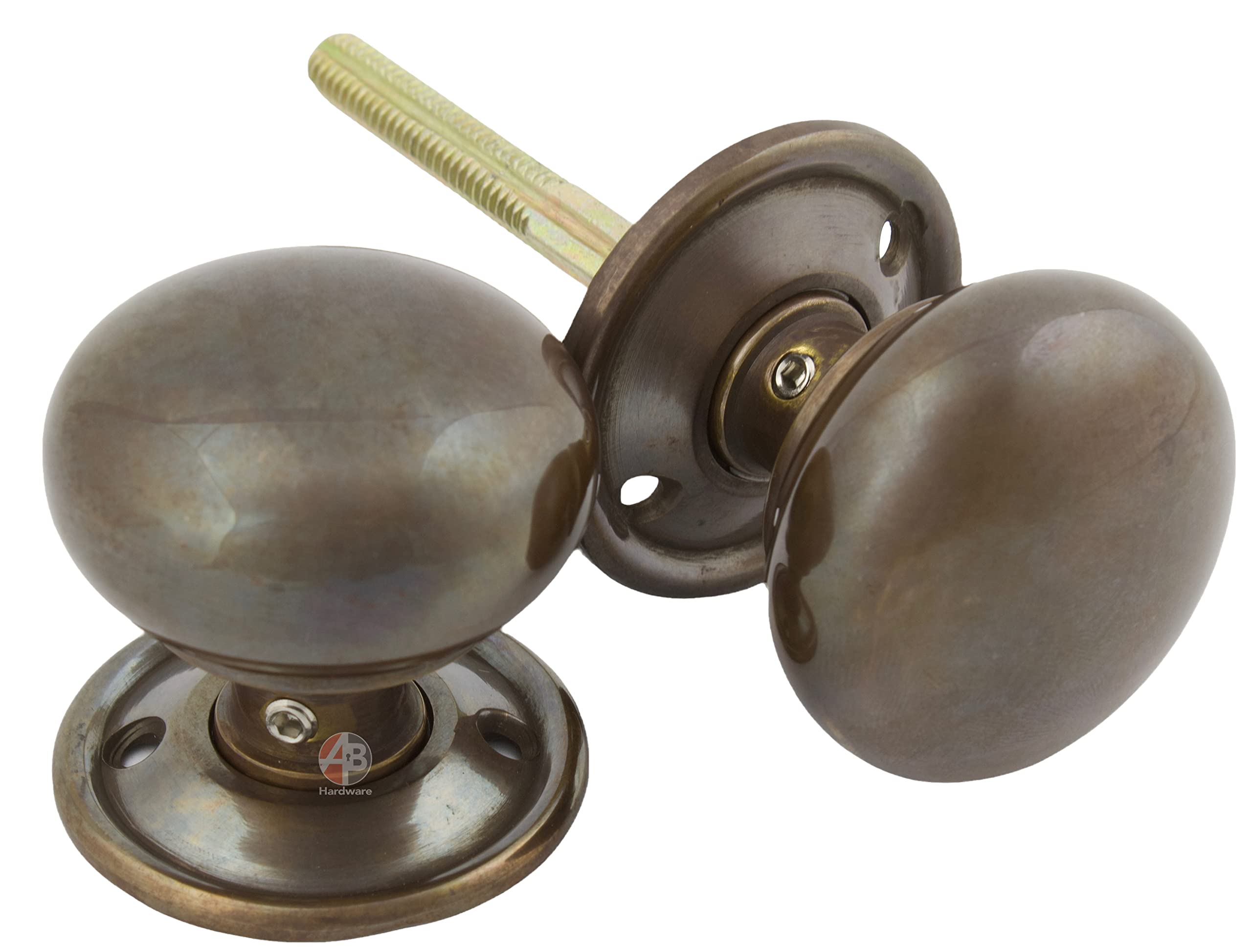 Ab Hardware Antique Brass 50Mm Solid Brass Cottage Door Knobs Pair Unlacquered Antique Rim Mortice Knobs