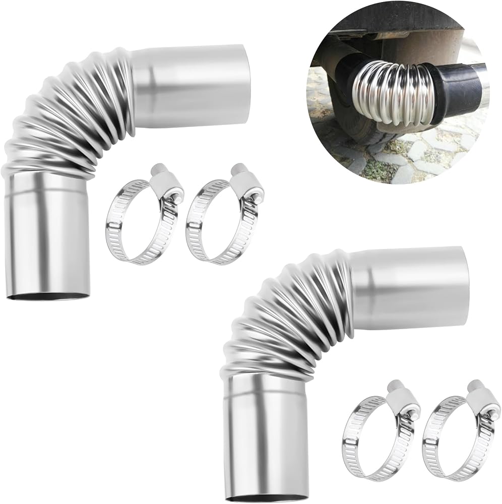 2PCS Air Parking Diesel Heater Exhaust Pipe,Stainless Steel 24mm Flexible Exhausts Pipe with Clamps,Diesel Heater Accessories Generator Exhaust Extension for Diesels Air Heaters (2PCS) — 사진 1
