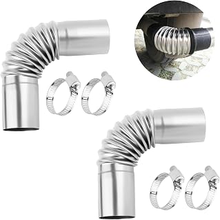2PCS Air Parking Diesel Heater Exhaust Pipe,Stainless Steel 24mm Flexible Exhausts Pipe with Clamps,Diesel Heater Accessories Generator Exhaust Extension for Diesels Air Heaters