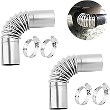 2PCS Air Parking Diesel Heater Exhaust Pipe,Stainless Steel 24mm Flexible Exhausts Pipe with Clamps,Diesel Heater Accessories Generator Exhaust Extension for Diesels Air Heaters (2PCS)