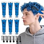 Byhoo Blue Temporary Hair Dye for Kids, Cream Formula, 6 Combs, Washable Hair Color for Dark & Light Hair for Girls Party Halloween Cosplay
